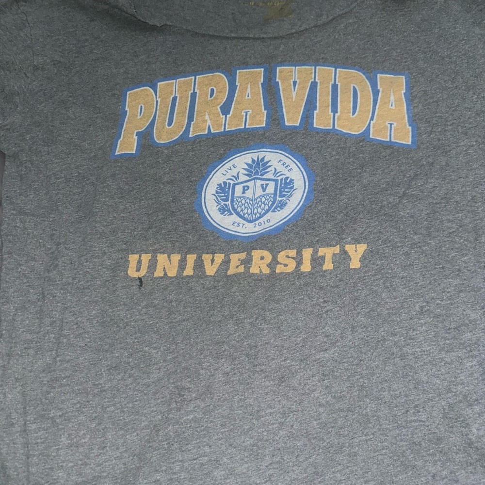 Pura Vida Gray T-Shirt with Yellow Text